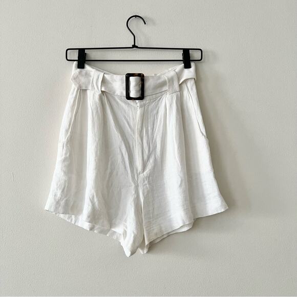 Show Me Your Mumu Percy Belted High Rise Shorts in White - Picture 2 of 7